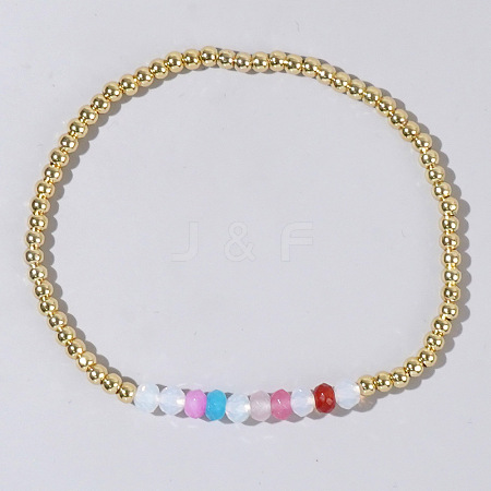 Colorful Mixed Brass Random Color Synthetic Gemstone Bead Copper Bracelet Women's Fashion Jewelry Wholesale RJ2833-8-1