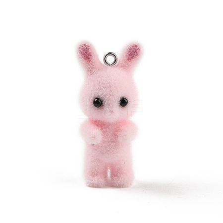 Flocking Resin Cute Bunny Pendants X-MACR-P043-J02-1