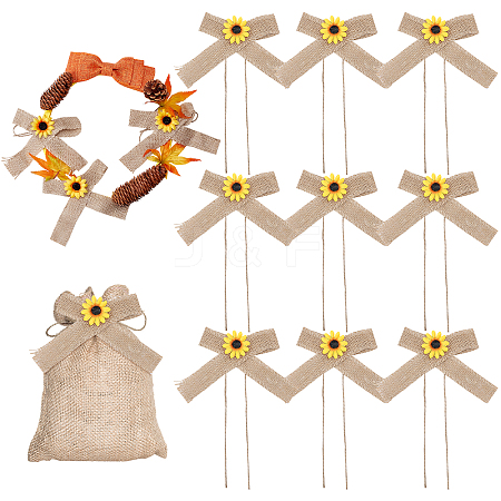 Polyester Ribbon Sunflower Bow DIY-WH0321-08-1