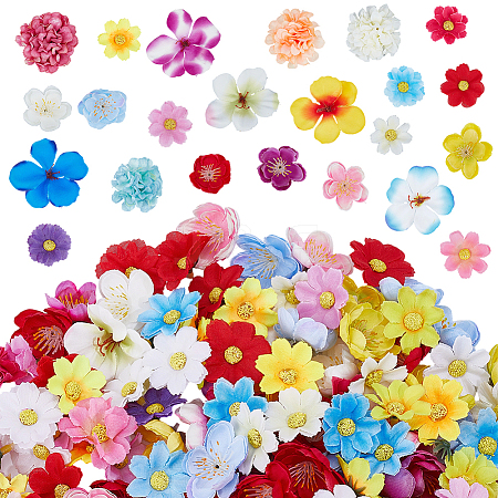 200Pcs 4 Styles Cloth Artificial FLower AJEW-SP0003-68-1