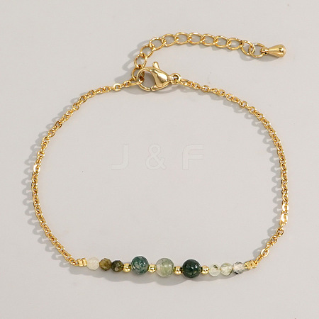 Bohemian Style Natrual Olive Jade Beads Link Bracelets NZ3920-9-1