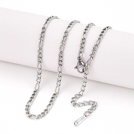 3MM 304 Stainless Steel Figaro Chain Necklaces NJEW-N058-13P-1