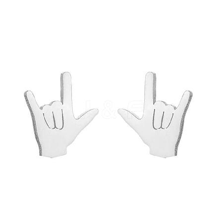 304 Stainless Steel Stud Earrings WG98C66-02-1