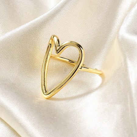 Rack Plating Brass Cuff Finger Rings for Women RJEW-M028-04G-1