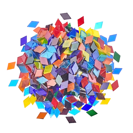Rhombus Shapes Glass Mosaic Tiles GLAA-WH0020-54-1
