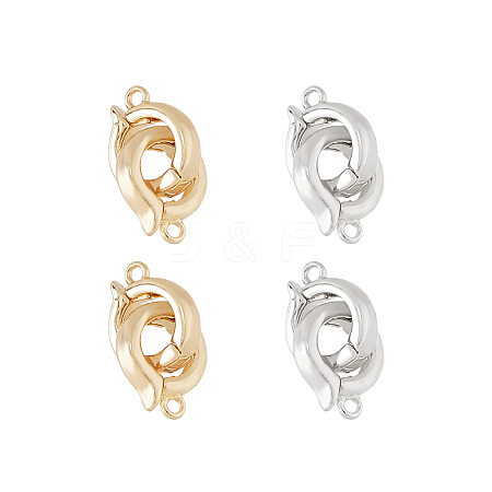 4Pcs 2 Colors Brass Double Fold Over Clasps FIND-FH0010-40-1