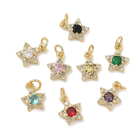 Brass Micro Pave Cubic Zirconia Pendants KK-A291-13A-G-1