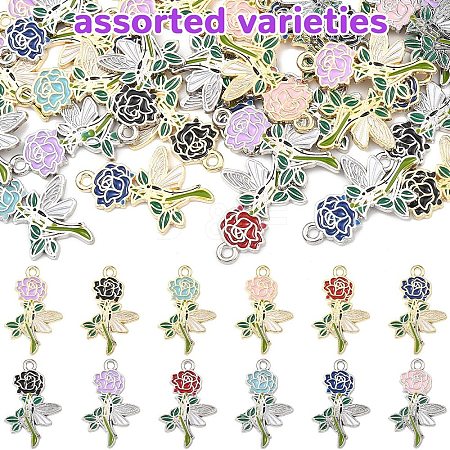 30Pcs 2 Colors Alloy Enamel Pendants ENAM-YW0008-78-1