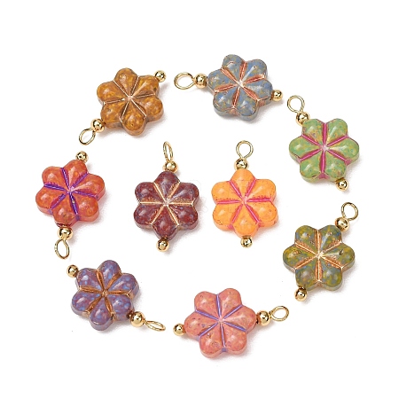Baking Paint & Golden Metal Enlaced Glass Pendants GL-CBA010C-06G-1