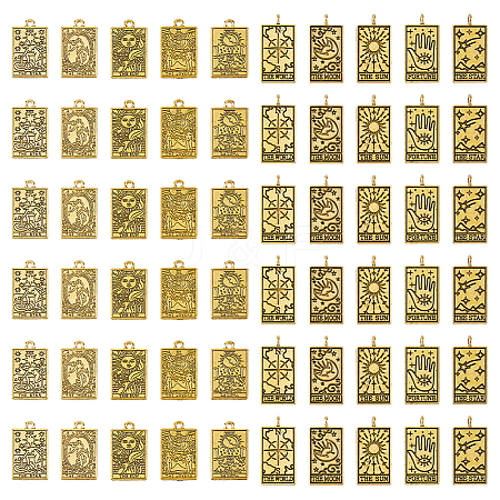 DICOSMETIC 60Pcs 10 Style Tibetan Style Alloy Pendants TARO-DC0001-01AG-1