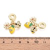 Brass Micro Pave Clear Cubic Zirconia and Enamel European Dangle Charms KK-T079-83G-3