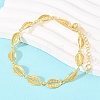 Cowrie Shell Shape Brass Link Chain Bracelets for Women BJEW-K248-07B-G-2