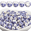 180Pcs Handmade Flower Printed Porcelain Ceramic Beads PORC-LT0001-08B-1