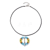 Boho Style Glass Seed Beads & Feather Alloy Pendant Necklaces NJEW-MZ00041-4