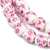 Handmade Flower Printed Porcelain Ceramic Beads Strands X-PORC-M005-8mm-03-4