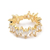 Brass with Cubic Zirconia Open Cuff Rings RJEW-B053-05-2
