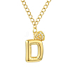 304 Stainless Steel Clear Cubic Zirconia Heart & Letter Pendant Curb Chain Necklaces for Women NJEW-FS00012-27D-1