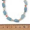 Raw Rough Natural Aquamarine & Dyed Faceted Rondelle Malaysia Jade Beaded Necklaces for Women NJEW-JN06487-3