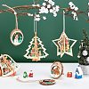 GORGECRAFT 6Pcs 6 Styles Wooden Christmas Ornaments WOOD-GF0001-51-5