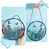 Flat Round with Butterfly Glass Hanging Suncatcher HJEW-WH0036-121-4