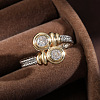 Flat Round Brass Micro Pave Clear Cubic Zirconia Finger Rings for Women FS-WGBC030-02-2
