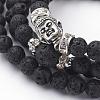 Natural Lava Rock Beaded Wrap Bracelets BJEW-JB02582-3