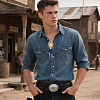 Cowboy Western Alloy Horseshoes & Letter Pendant Bolo Tie Necklaces NJEW-WH20014-02A-6