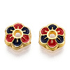 6-Petal Alloy Enamel Bead Caps X1-ENAM-TAC0023-06-3