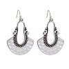 Bohemian Style Fan Alloy Imitation Leather Cord Dangle Earrings FS-WGA2883-01-3