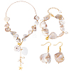 Natural Shell & Natural Cultured Freshwater Pearl Necklacrs & Dangle Earrings & Bracelets Set for Women SJEW-PH01393-01-1
