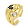 Brass with Cubic Zirconia Open Cuff Rings for Women RJEW-U011-10G-1