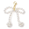 Bowknot Shell Pearl Beaded Pendant Decoration HJEW-TA00297-1