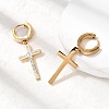 Cross 304 Stainless Steel Polymer Clay Rhinestones Hoop Earrings EJEW-G453-11G-02-3
