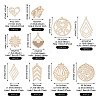 100Pcs 10 Styles Undyed Natural Wooden Big Pendants WOOD-EL0001-03-4