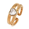 304 Stainless Steel Cubic Zirconia Cuff Open Ring for Women CU-CBACD1D-01G-02-2