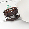 1Pc Cowhide & Imitation Leather Cord Knitted Multi-strand Bracelets AJEW-GF0011-50F-4
