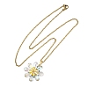 Glass & Handmade Polymer Clay & Glass Seed Beaded Flower Pendant 304 Stainless Steel Cable Chain Necklaces NJEW-MZ00119-01-4
