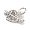 Rack Plating Brass Micro Pave Clear Cubic Zirconia Charms KK-U030-25P-2