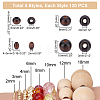   480Pcs 4 Styles Dyed Natural Wood Beads WOOD-PH0009-48A-2