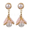 Glass Seed Bead Shell Shape Dangle Stud Earrings EJEW-MZ00273-1