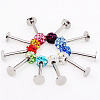 316 Surgical Stainless Steel Rhinestone Round Ball Threadless Labrets WG0410F-10-4