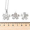 Flower Brass Micro Pave Cubic Zirconia Stud Earrings & Pendant Necklaces Sets SJEW-Z002-02P-5