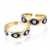 Brass Enamel Cuff Rings RJEW-T018-05G-NF-2