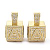 Alphabet Brass Micro Pave Clear Cubic Zirconia Pendants ZIRC-O045-01G-A-2