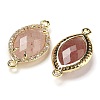 Natural Strawberry Quartz Faceted Horse Eye Connector Charms G-G181-07G-03-2