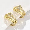 Brass Micro Pave Clear Cubic Zirconia Cuff Earrings EJEW-F359-09G-01-4