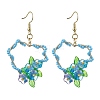 304 Stainless Steel Flower Glass Seed Beaded Dangle Earrings EJEW-MZ00335-01-2