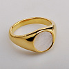 304 Stainless Steel with Natural Shell Finger Rings WGA15AE-03-5