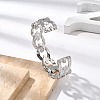 304 Stainless Steel Hollow Cuff Bangles for Women BJEW-B108-05G-3