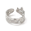 Non-Tarnish 304 Stainless Steel Crown Open Cuff Ring for Women RJEW-E066-11P-2